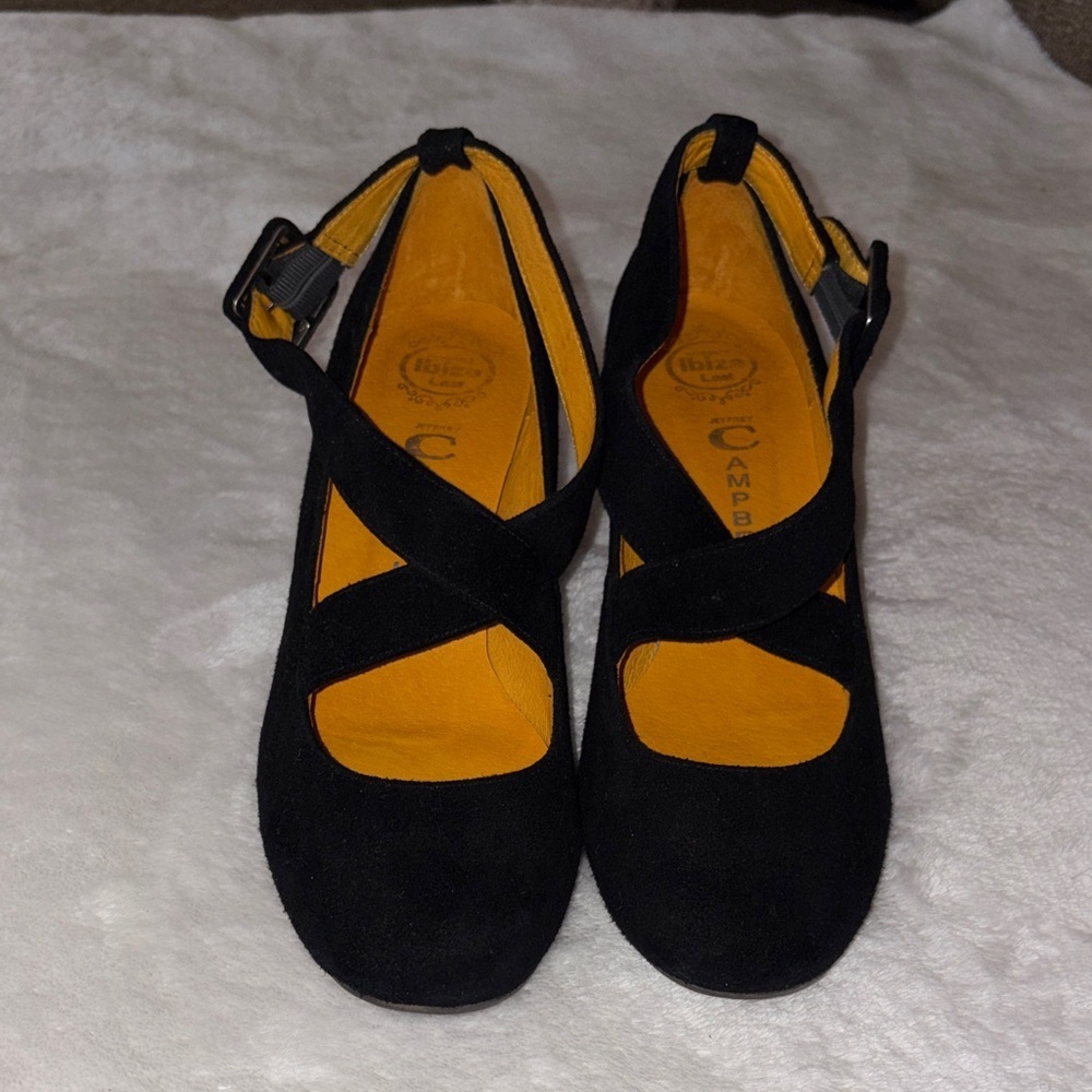 Jeffrey Campbell Women’s Black Suede Easy Mary Jane Heels Gently Loved 8